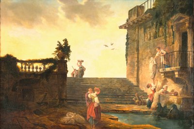 Washerwomen at the Fountain, c.1770-75 by Hubert Robert